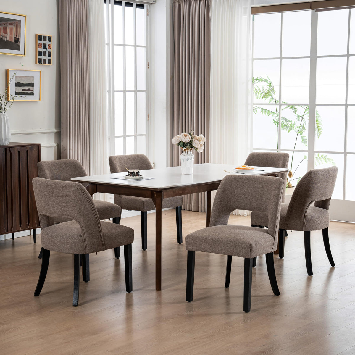 VKNOW Dining Chairs Set of 4, Fabric Dining Chairs, Green