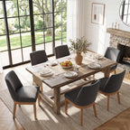 HNY Modern Dining Chairs Set of 6 with Comfortable Back Support, Farmhouse Soft Linen Upholstered Kitchen Dining Room Chairs with Solid Wood Legs, Armless Accent Side Chairs for Living Room, Beige