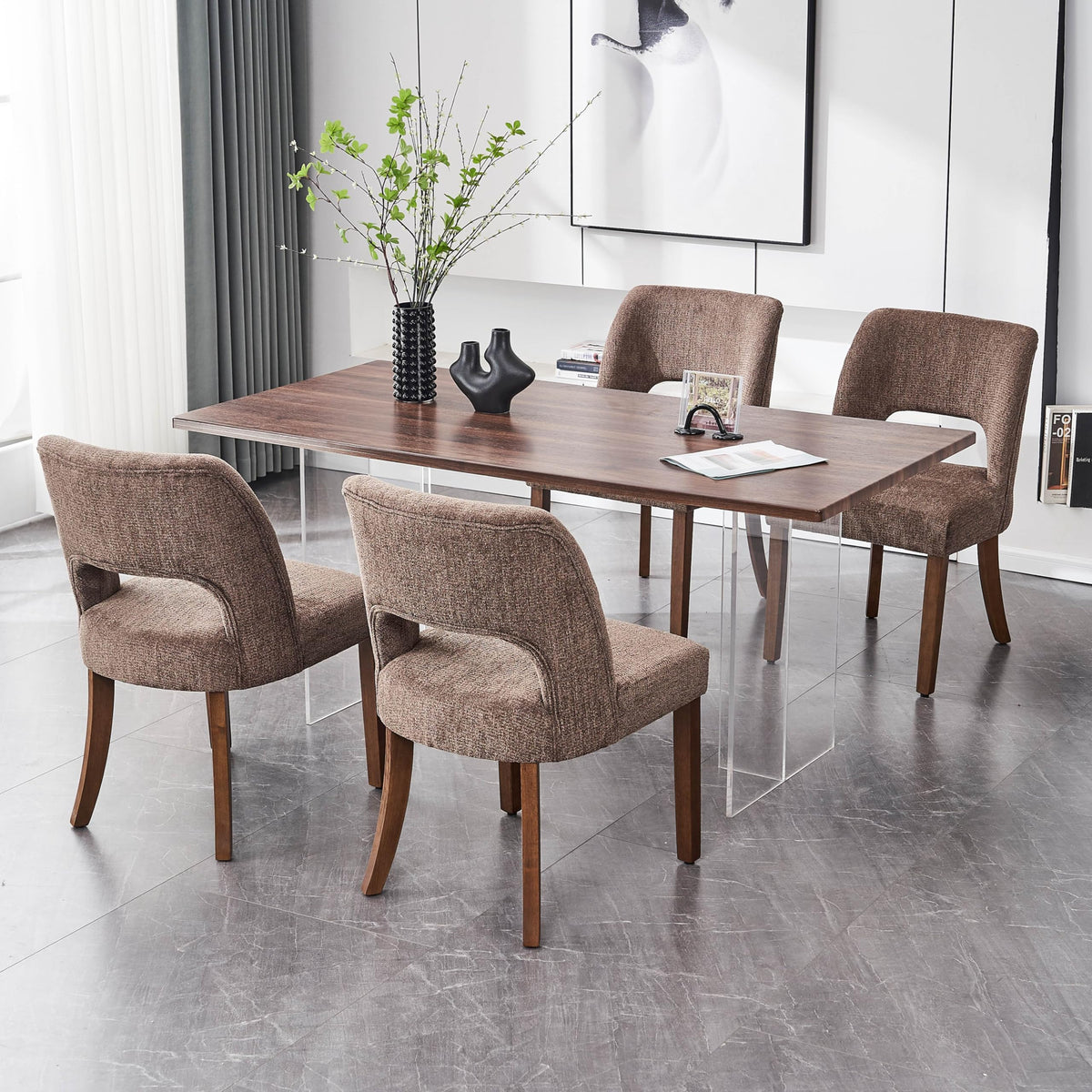 VKNOW Dining Chairs Set of 4, Fabric Dining Chairs, Green