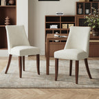COLAMY Upholstered Dining Chairs Set of 6, Mid Century Modern Kitchen Chairs with Back, Farmhouse Fabric Side Dining Room Chairs with Wood Legs for Dining Room Restaurant, Brown