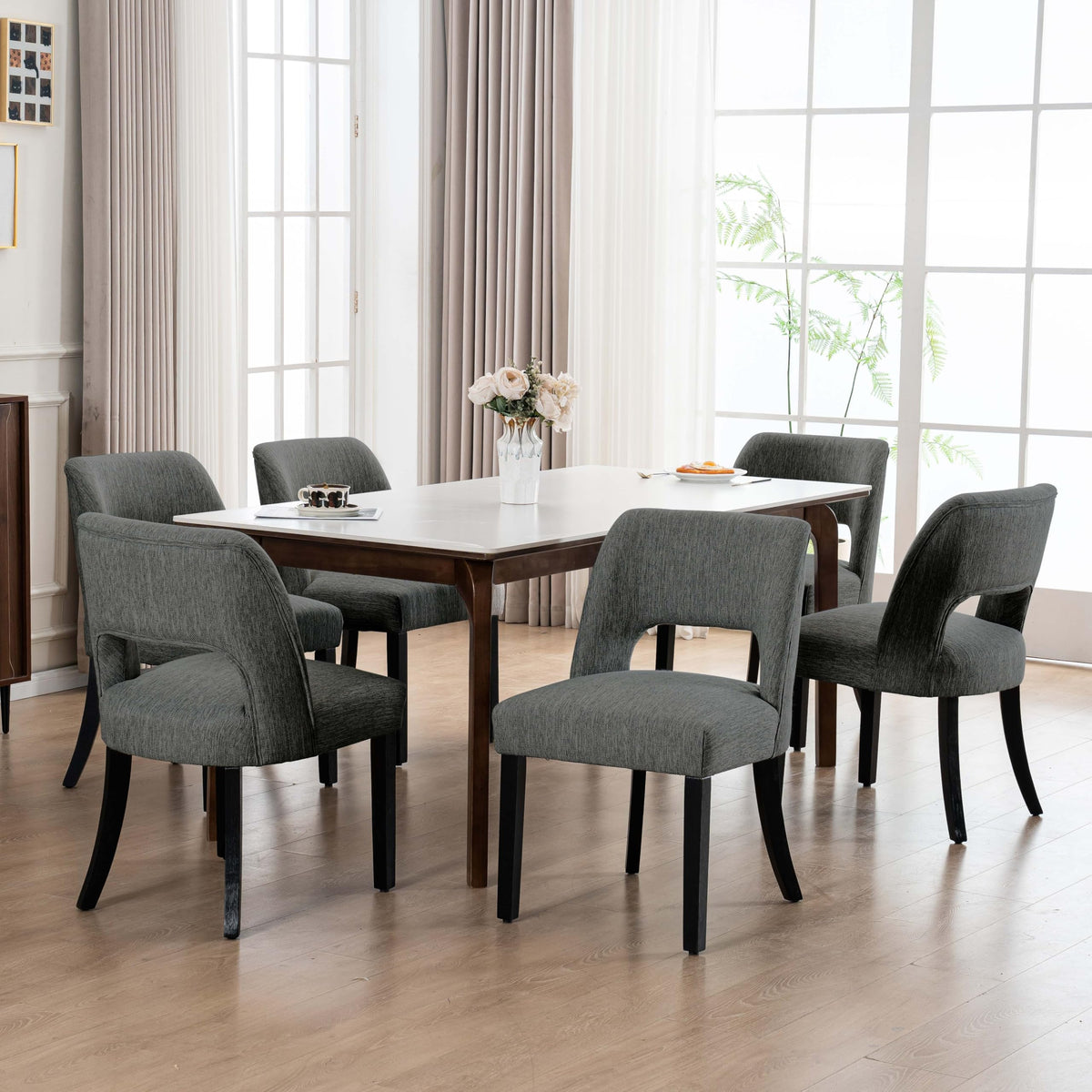 VKNOW Dining Chairs Set of 4, Fabric Dining Chairs, Green