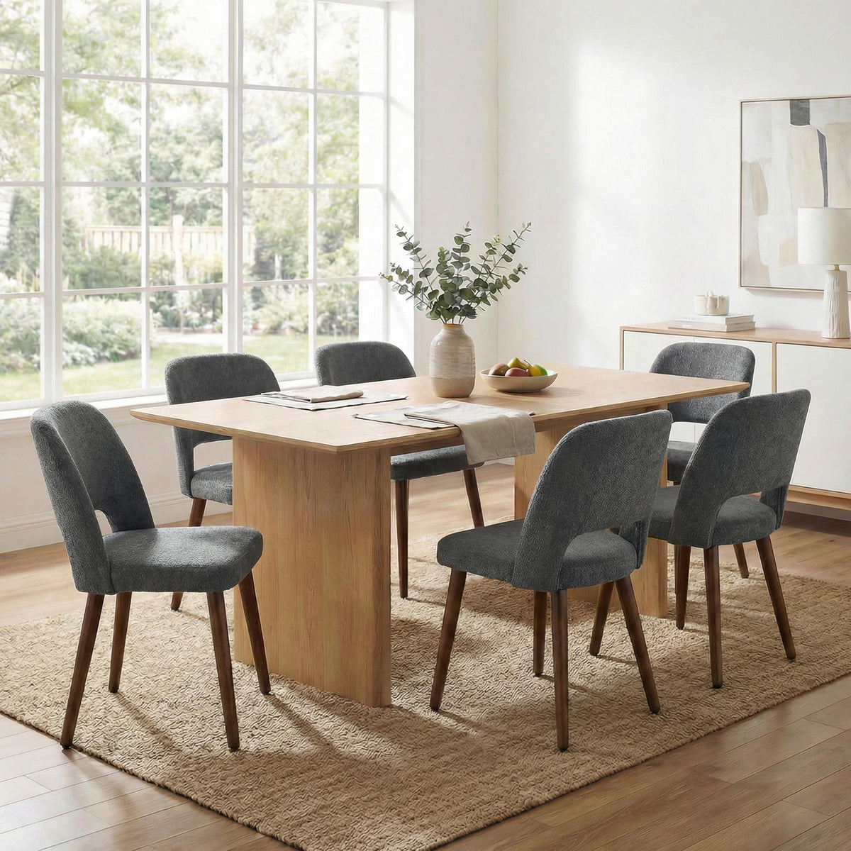 Usaint Wooden Dining Chairs Set of 4, Fabric Dining Room Chairs, Green