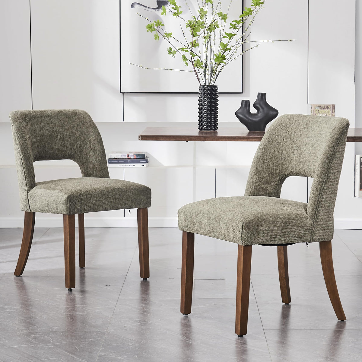 VKNOW Dining Chairs Set of 4, Fabric Dining Chairs, Green