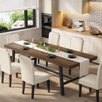 Garvee 79" Heavy Duty Kitchen Table, Rustic Dining Table, Brown