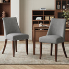 COLAMY Upholstered Dining Chairs Set of 6, Mid Century Modern Kitchen Chairs with Back, Farmhouse Fabric Side Dining Room Chairs with Wood Legs for Dining Room Restaurant, Brown