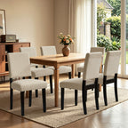 CHUN YI Dining Chairs Set of 4, Upholstered Dining Room Chairs, Modern Farmhouse Parsons Chairs with Solid Wood Legs & Fabric Padded Seat for Kitchen/Living Room/Restaurant, Beige