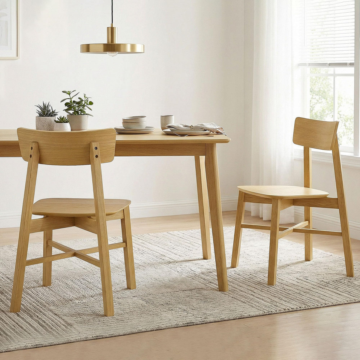 CHITA Soild Wood Dining Chairs Set of 4, Oak Wood Kitchen Chairs, Walnut