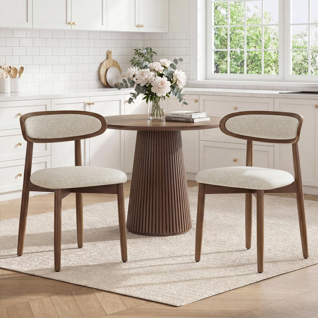 Wooden Dining Chairs set of 4, Farmhouse Dinner Chairs with Curved Back