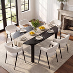 HNY Modern Dining Room Arm Chairs Set of 6, Retro Faux Leather Upholstered Barrel Dining Chairs with Arms Mid-Century Brown Accent Chair with Metal Legs, Open-Back Kitchen Side Chair for Living Room