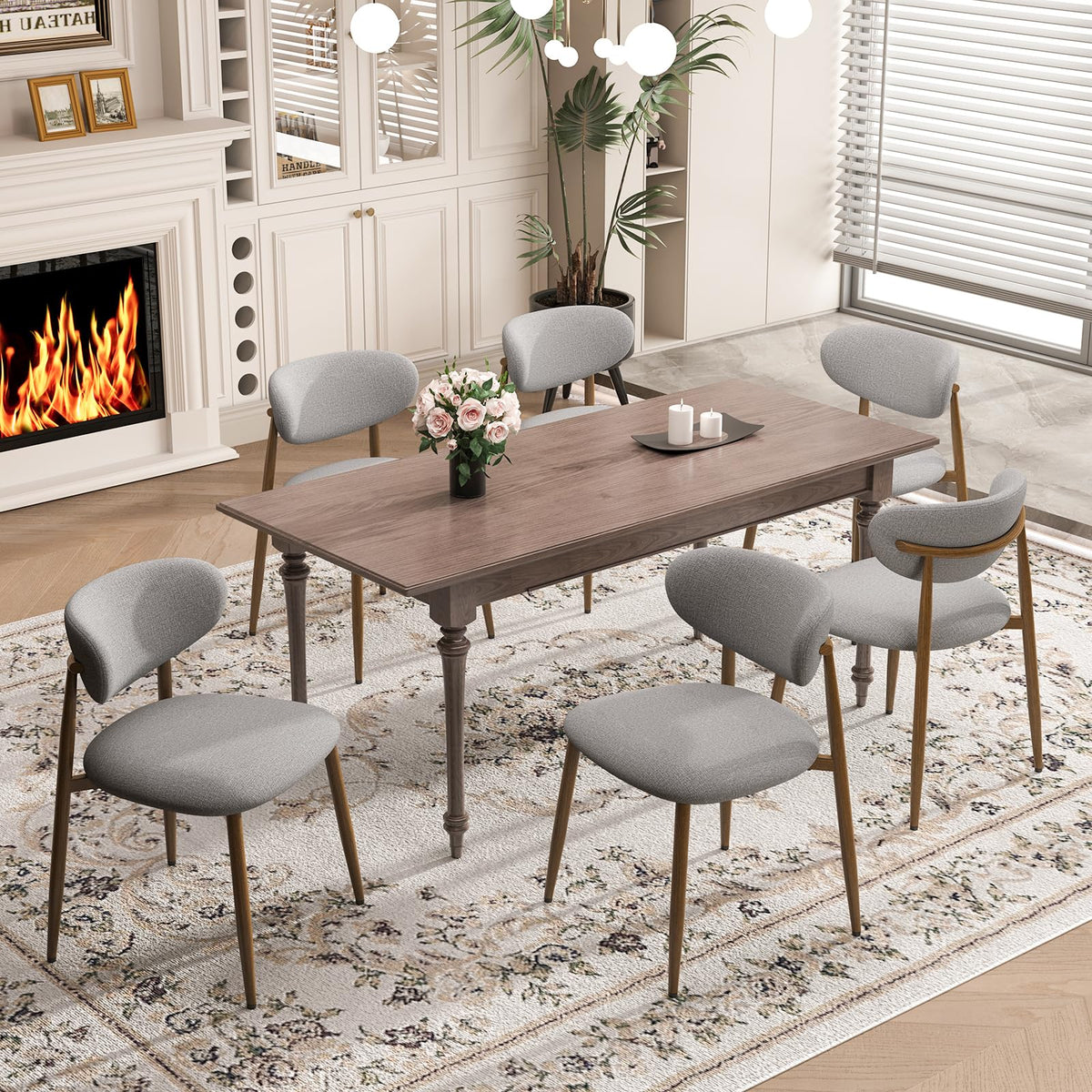 MALOL Dining Chairs Set of 4, Curved Back Kitchen Room Chairs with Metal Legs and Anti Slip Pads, Upholstered Dining Chair for Home and Restaurant, Beige