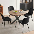 PU Leather Dining Chairs Set of 4, Modern Armless Dining Room Chairs, Comfy Upholstered Kitchen Chairs with Backrest, Black Metal Legs for Living Room, Dinning Room, Beige