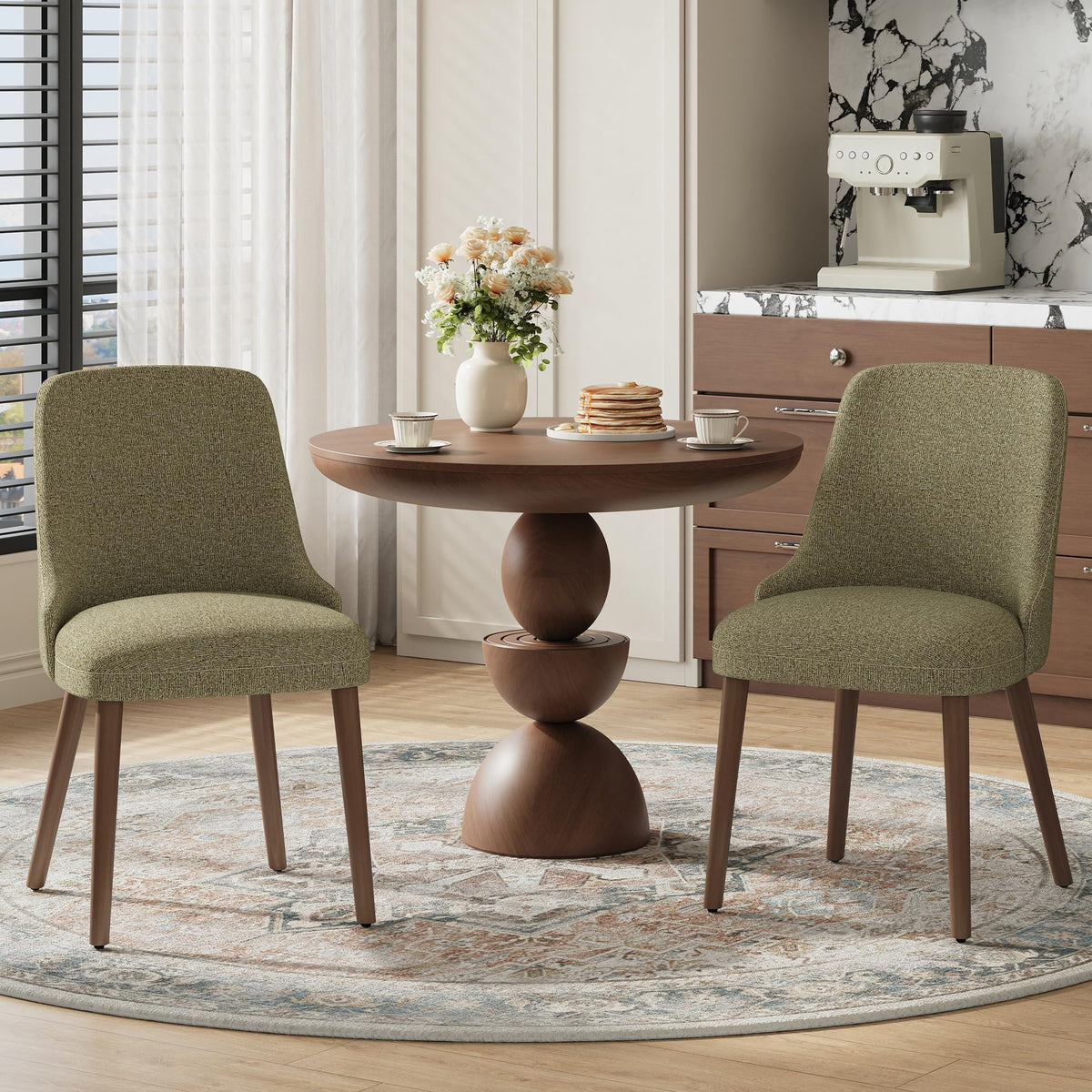 MALOL Upholstered Dining Chairs Set of 4 with High-Back, Beige