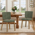 LUE BONA Linen Farmhouse Dining Chairs Set of 4, Natural Wood Leg