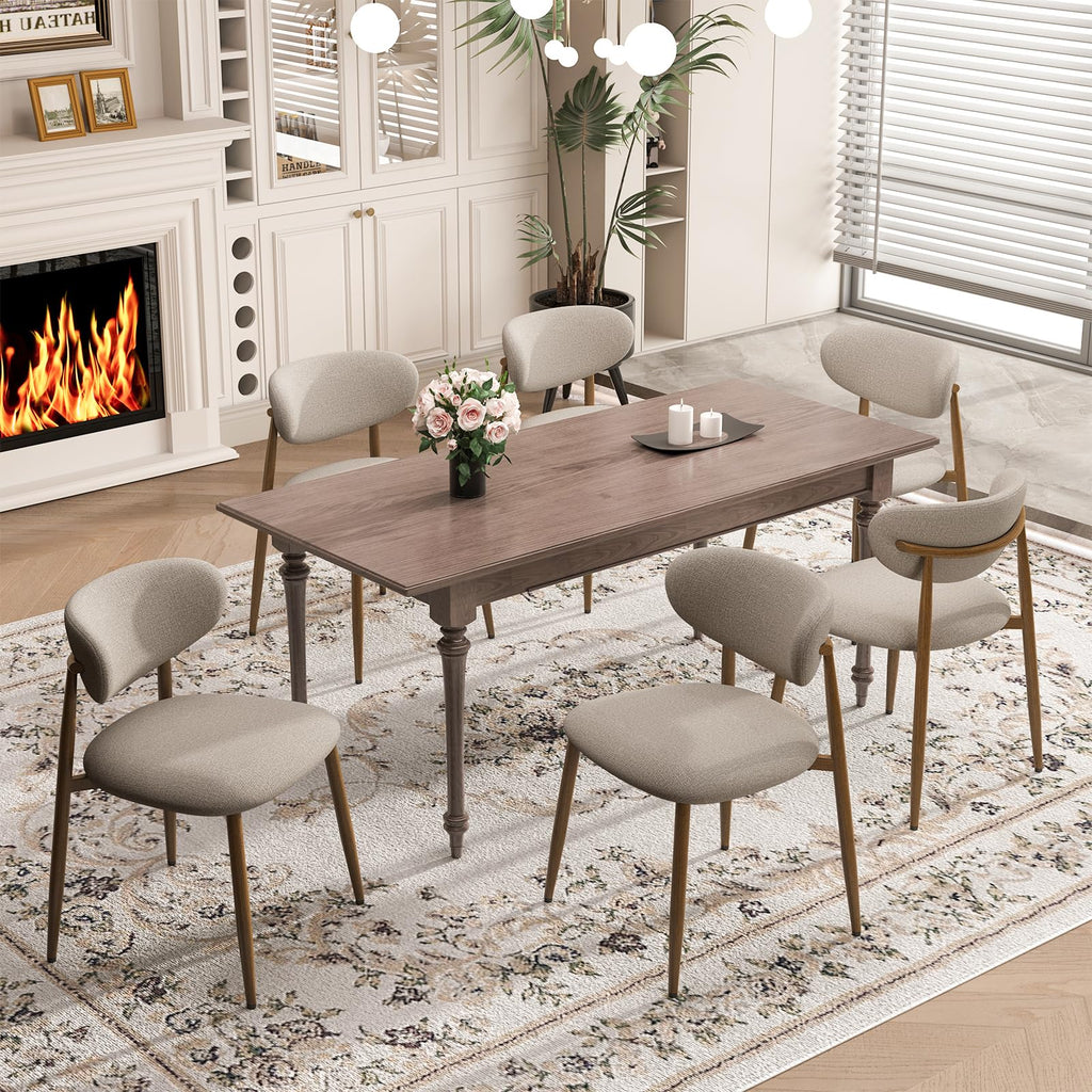 MALOL Dining Chairs Set of 4, Curved Back Kitchen Room Chairs with Metal Legs and Anti Slip Pads, Upholstered Dining Chair for Home and Restaurant, Beige