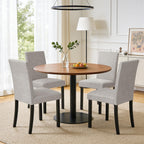 CHUN YI Dining Chairs Set of 4, Upholstered Dining Room Chairs, Modern Farmhouse Parsons Chairs with Solid Wood Legs & Fabric Padded Seat for Kitchen/Living Room/Restaurant, Beige
