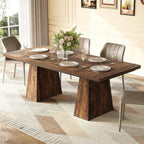 LITTLE TREE Dining Table for 4-6 People, Wooden Table, Rectangle Furniture with Heavy Duty Legs, Modern Kitchen Table for Home, Dining Room, Brown