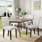 Welzona Upholstered Dining Chairs Set of 4, Button Tufted Parsons Dining Chair with Solid Wood Legs, Modern Fabric Side Chair for Dining Room/Kitchen/Restaurant/Hotel- Black