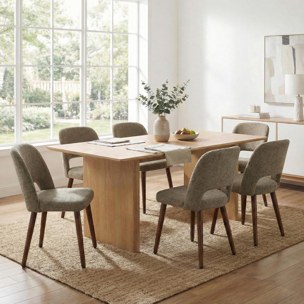 Usaint Wooden Dining Chairs Set of 4, Fabric Dining Room Chairs, Green
