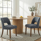 keoni Wooden Dining Chairs Set of 4 with Black Rubberwood Legs and Backrest