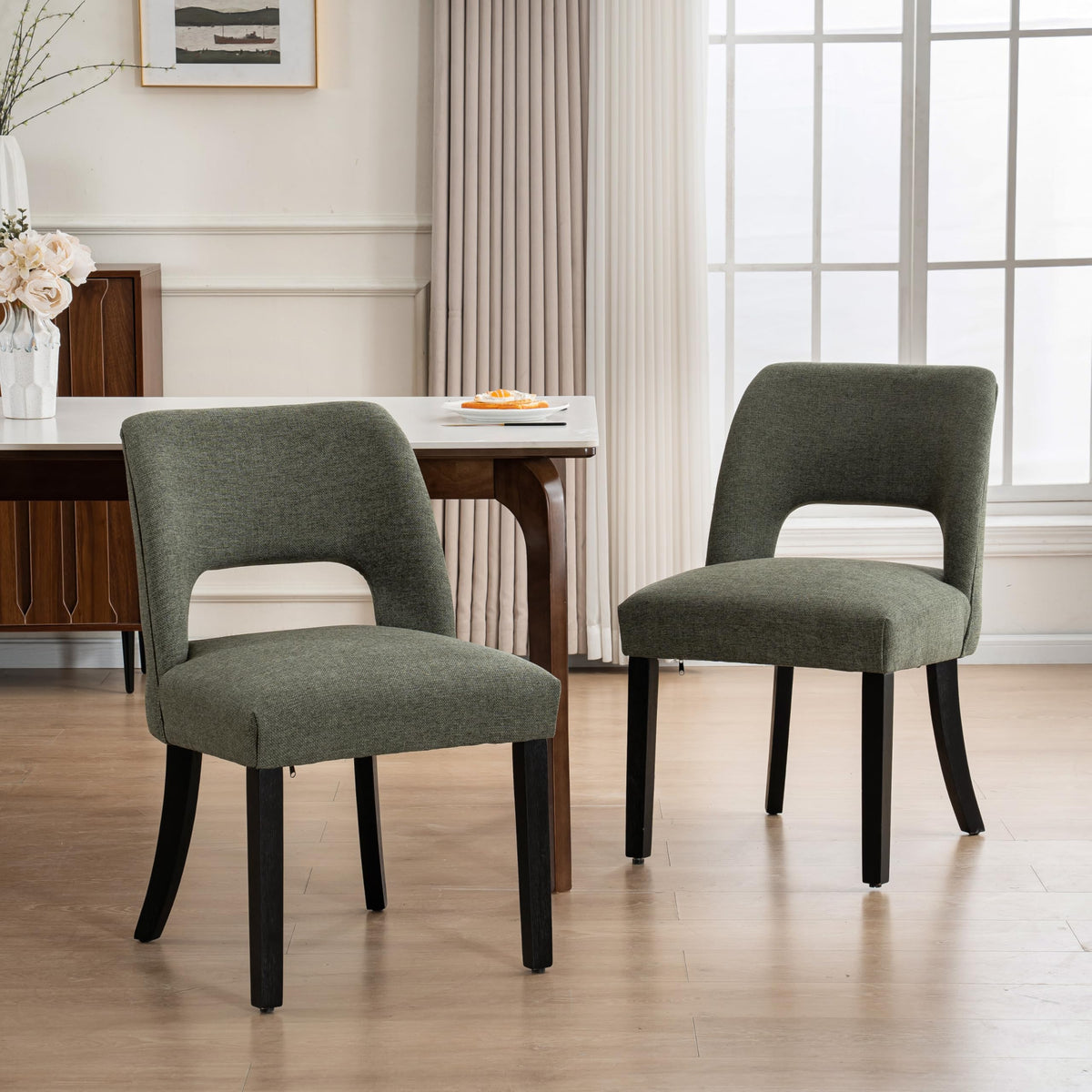 VKNOW Dining Chairs Set of 4, Fabric Dining Chairs, Green