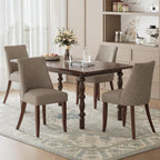 COLAMY Upholstered Dining Chairs Set of 6, Mid Century Modern Kitchen Chairs with Back, Farmhouse Fabric Side Dining Room Chairs with Wood Legs for Dining Room Restaurant, Brown