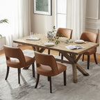 VKNOW Modern Dining Chairs Set of 4 with Rubberwood Legs, Beige