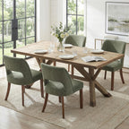keoni Wooden Dining Chairs Set of 4 with Black Rubberwood Legs and Backrest