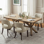 VKNOW Modern Dining Chairs Set of 4 with Rubberwood Legs, Beige