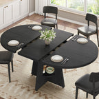 Extendable Dining Table, Round Kitchen Dining Room Dinner Table with for 4 6 8 People, Space Saving Modern Oval Expandale Furniture with Storage and Pedestal for Kitchen Living Room (Brown)