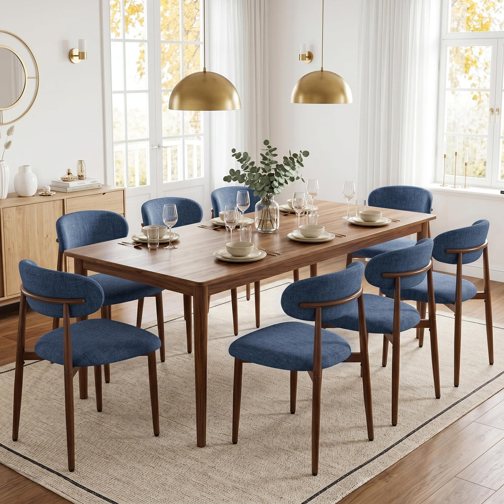 UVV Dining Chairs Set of 4, Metal Kitchen Chairs with Modern Fabric Upholstered for Dining Room, Beige