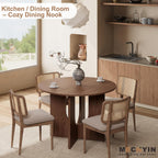 MECHYIN Round Dining Table for 4, 43" Mid Century Kitchen Table with Sculptural U-Shaped Pedestal Base, Walnut Dinner Table for Kitchen, Dining Room, Apartment