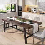 GarveeHome 63-83" Extendable Dining Table, Industrial Rectangular Dining Room Table for 6-8 People, Expandable Kitchen Table with Heavy Duty Metal Frame for Dining Room, Kitchen & Parties, Rustic Pear