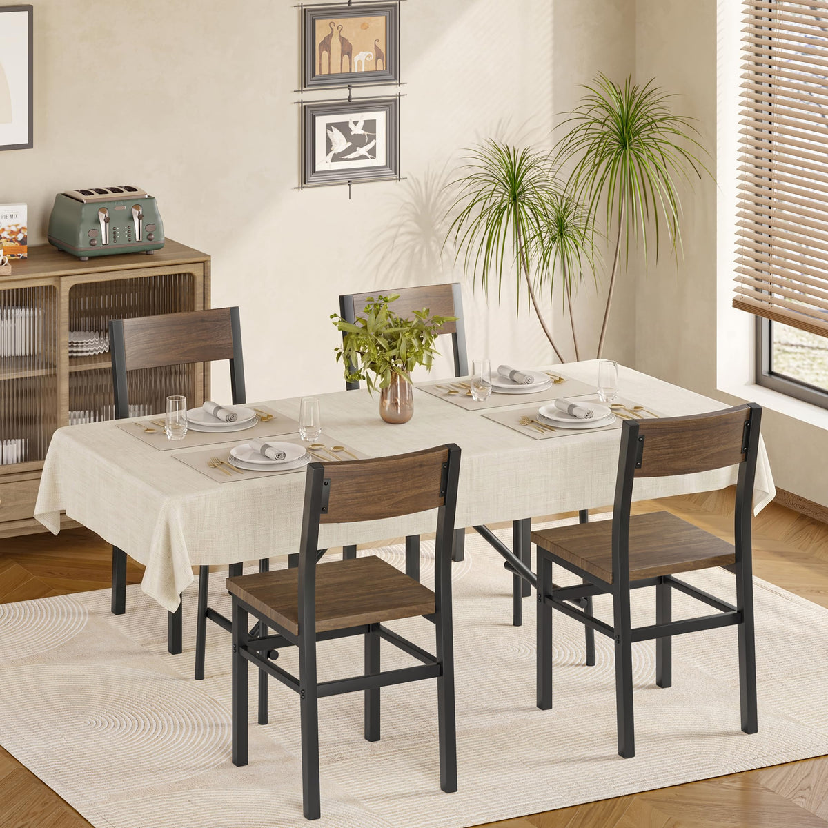 MECHYIN Black Dining Chairs Set of 4, Upgrade Farmhouse Kitchen Room Chair