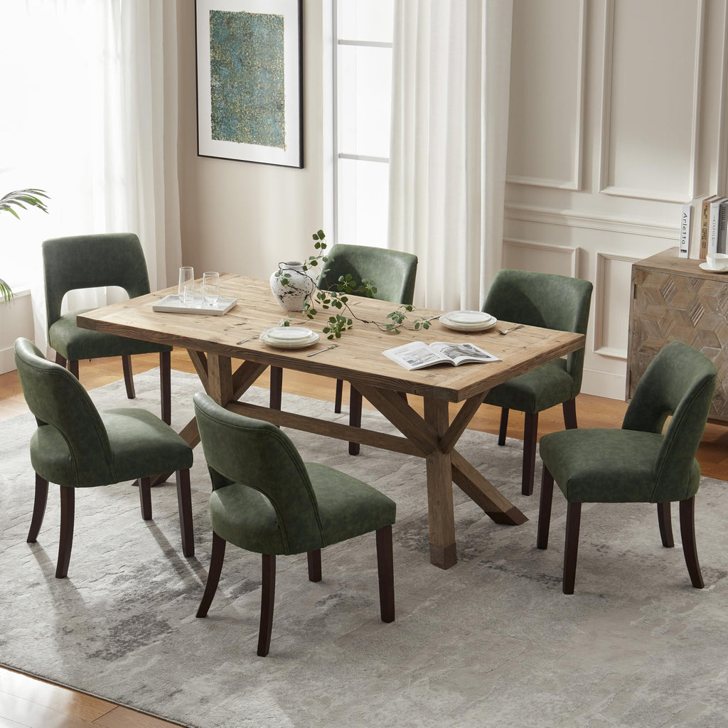 VKNOW Modern Dining Chairs Set of 4 with Rubberwood Legs, Beige