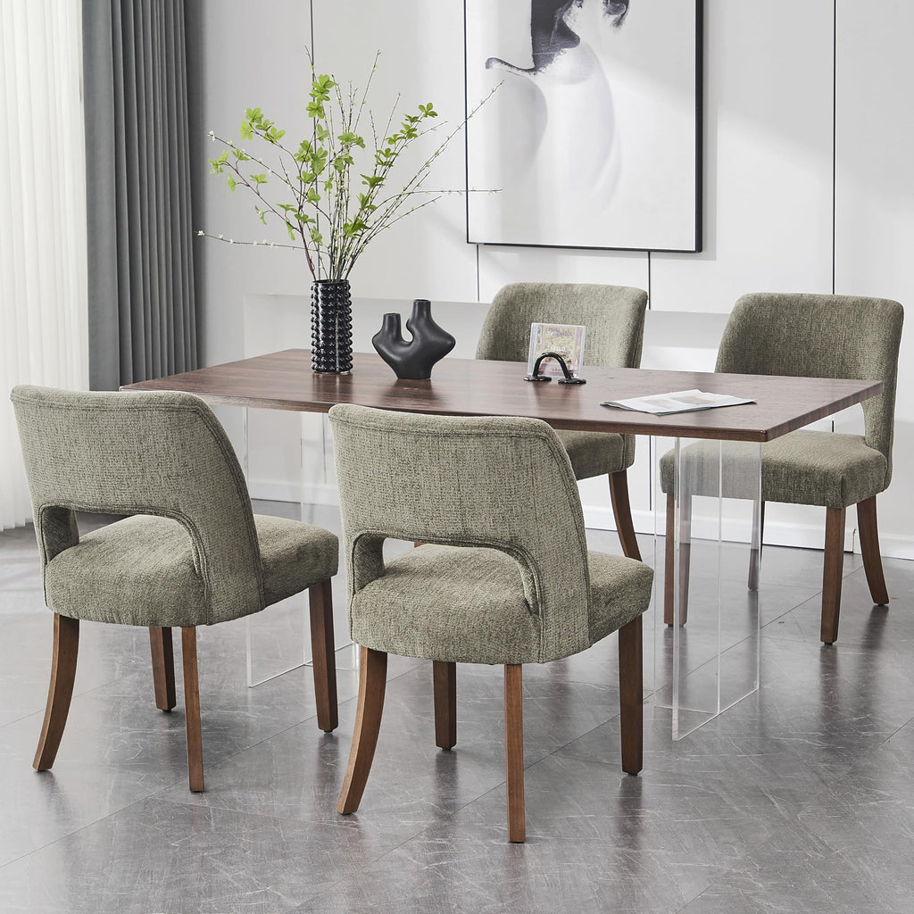 VKNOW Dining Chairs Set of 4, Fabric Dining Chairs, Green
