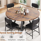 Jocoevol 51" Round Dining Table Kitchen Dining Room Circle Dinner Pedestal Table for 4 6 8, Space Saving Wood Kitchen & Dining Room Furniture (Rustic Brwon)
