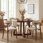 UVV Dining Chairs Set of 4, Metal Kitchen Chairs with Modern Fabric Upholstered for Dining Room, Beige