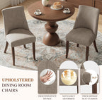 COLAMY Upholstered Dining Chairs Set of 6, Mid Century Modern Kitchen Chairs with Back, Farmhouse Fabric Side Dining Room Chairs with Wood Legs for Dining Room Restaurant, Brown
