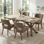 keoni Wooden Dining Chairs Set of 4 with Black Rubberwood Legs and Backrest