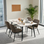 63" Sintered Stone Dining Table, Modern Kitchen Table with Marble Top, Rectangular Dining Table with Black Metal Legs for Small Space Living Room,Kitchen,Office,Cafe, Pandora Beige