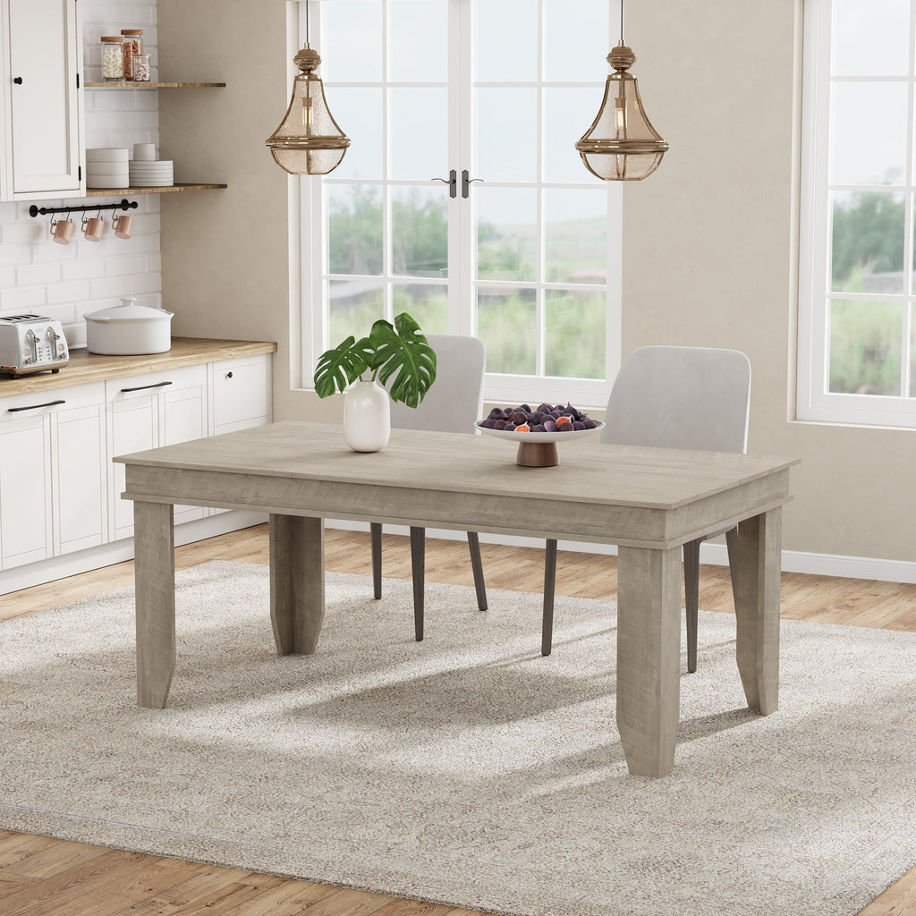 GarveeHome Farmhouse Dining Table for 6-8 People, 71 in Long Kitchen Tables