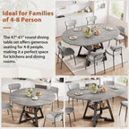 Jocoevol Extendable Round Dining Table for 4-8, Round to Oval Dining Table with Open Storage Shelf, Space Saving Expandable Kitchen Table, Modern Design for Apartments & Dining Rooms,Grey