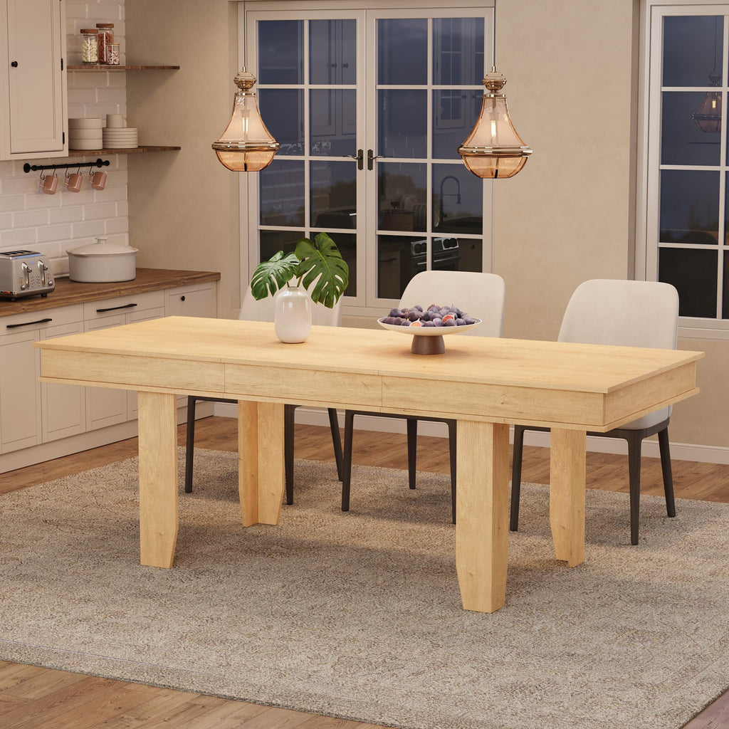 GarveeHome Farmhouse Dining Table for 4-6 People, 63 in Long Kitchen Tables