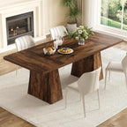 LITTLE TREE Dining Table for 4-6 People, Wooden Table, Rectangle Furniture with Heavy Duty Legs, Modern Kitchen Table for Home, Dining Room, Brown