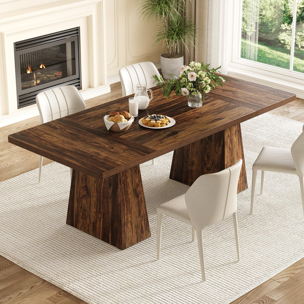 Rectangle Dining Table for 4-6 People,Wooden Table with Heavy Duty Legs