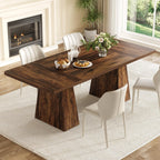 LITTLE TREE Dining Table for 6 People, Wooden Dining Table, Rectangle Table with Heavy Duty Legs, Modern Dining Table for Kitchen, Dining Room, Light Brown