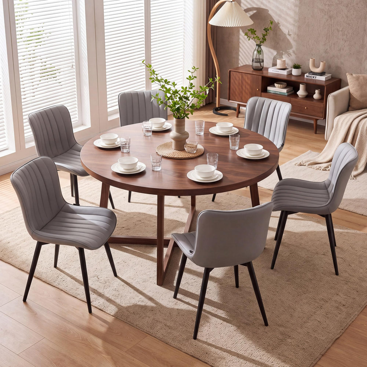 YOUNUOKE Dining Chairs Set of 2 Mid-Century Modern Kitchen Chairs Khaki
