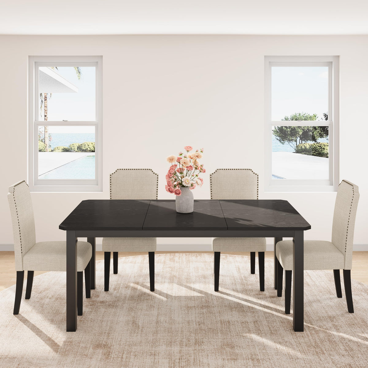 GarveeHome Industrial Dining Table for 6-8 People, 78.7" Long Kitchen Table with Sturdy Metal Frame & Seats 6 Rectangular Counter for Dinner, Kitchen (Only Table)