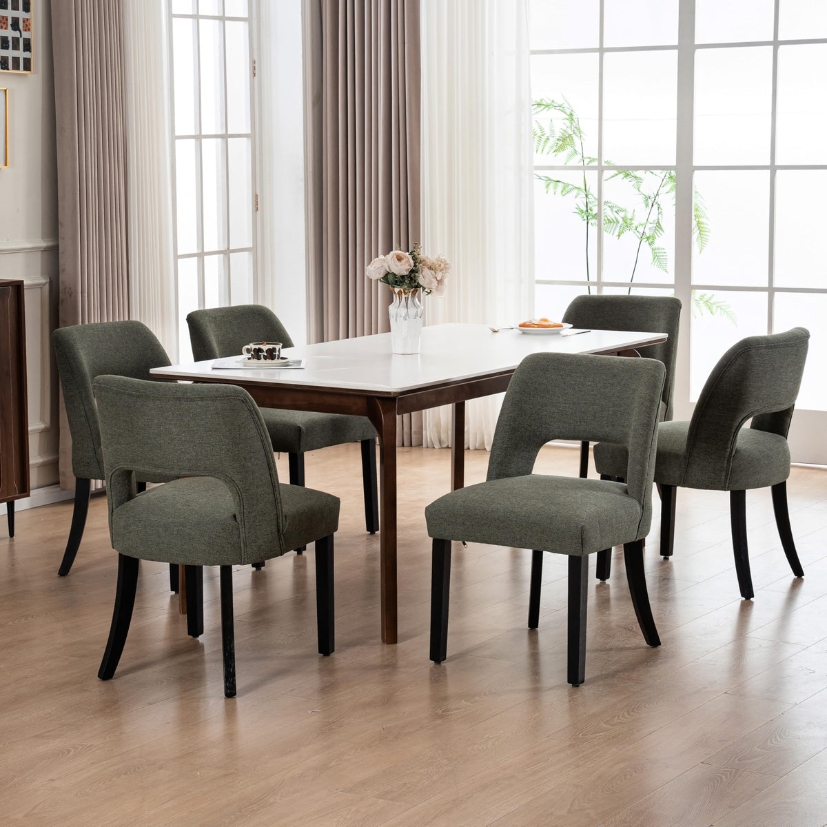 VKNOW Dining Chairs Set of 4, Fabric Dining Chairs, Green