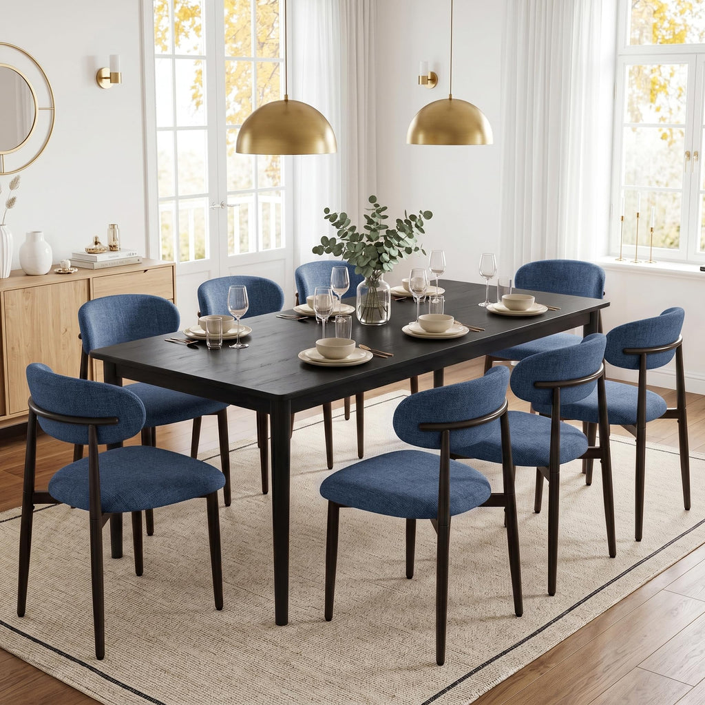 UVV Dining Chairs Set of 4, Metal Kitchen Chairs with Modern Fabric Upholstered for Dining Room, Beige